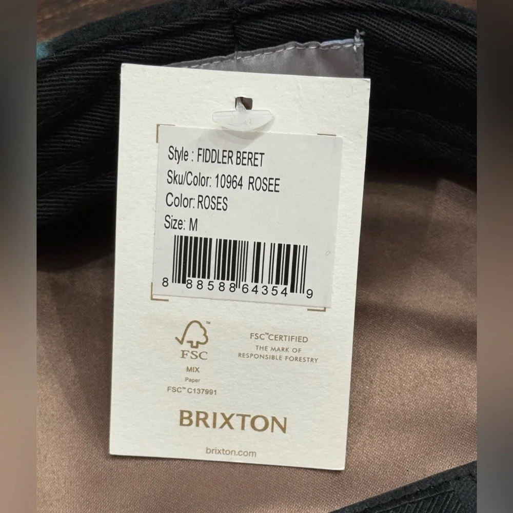 Brixton Fiddler Beret Rose Roses NWT - Picture 3 of 6